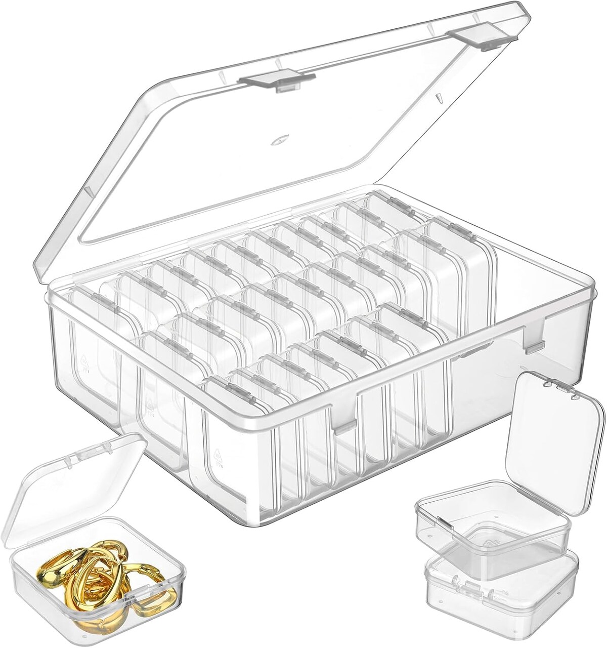 Small Bead Storage Containers 30 Pieces Plastic Storage Organizers Stackable Art Storage Case Transparent Boxes Jewelry Beads Storage Box(1 Pack)